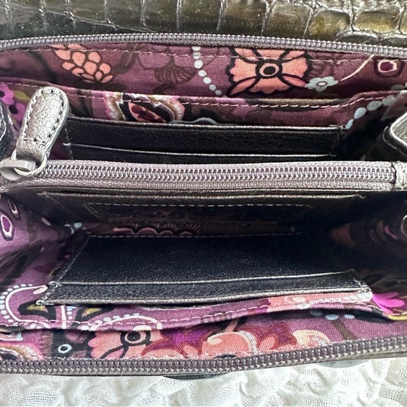 Brighton Rosalie 3D Patent Flower Crossbody Shimmery Olive - Picture 8 of 11